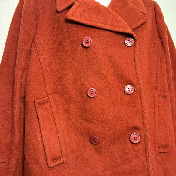 J Crew Vintage Short Wool Rust Double Breasted Pea Coat Nello Gori P 12 - Picture 5 of 12